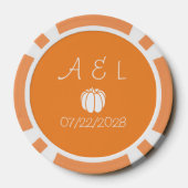 Pompoenplek in oranje poker chips (Achterkant)