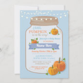 Pompoenpot Herfst Blue Boy Baby shower Uitnodigen Kaart (Voorkant)