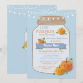 Pompoenpot Herfst Blue Boy Baby shower Uitnodigen Kaart (Voorkant / Achterkant)