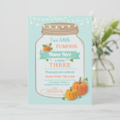 Pompoenpot Verjaardag Herfst Party Mint Lights Uit Kaart (Staand voorkant)