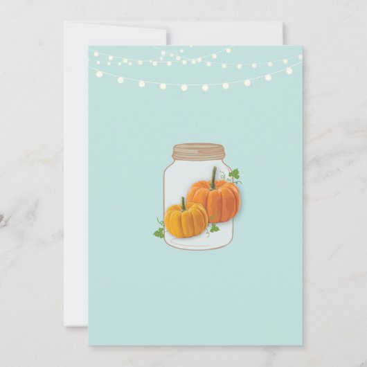 Pompoenpot Verjaardag Herfst Party Mint Lights Uit Kaart (Achterkant)