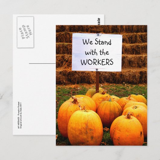 Pompoenprotest - Permanent met arbeid Briefkaart (Voorkant / Achterkant)