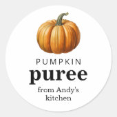 Pompoenpuree zelfgemaakt inbliklabel ronde sticker (Voorkant)