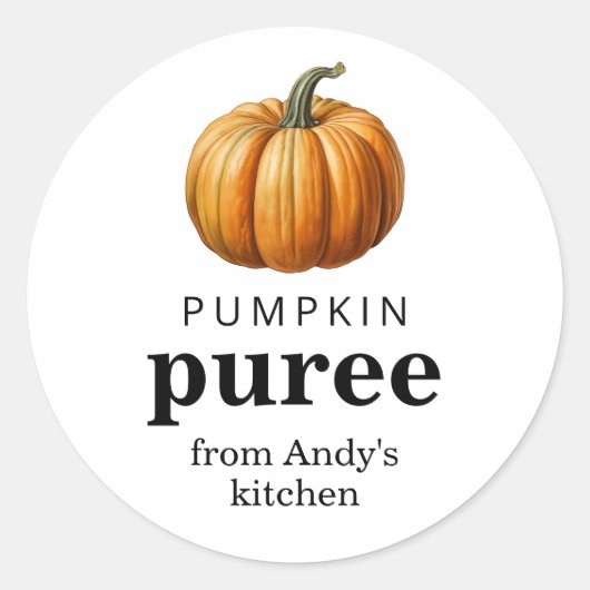 Pompoenpuree zelfgemaakt inbliklabel ronde sticker (Voorkant)