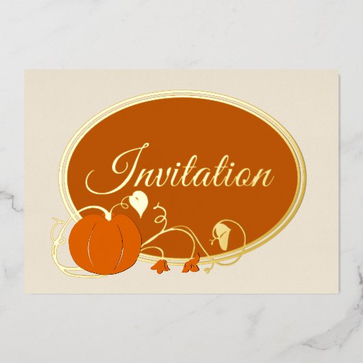 Pompoenranken Folie Uitnodiging (Voorkant)