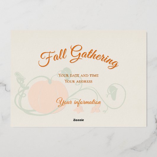 Pompoenranken Folie Uitnodiging (Achterkant)