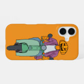 Pompoenrijder op mint scooter iPhone 16 hoesje (Achterkant horizontaal)