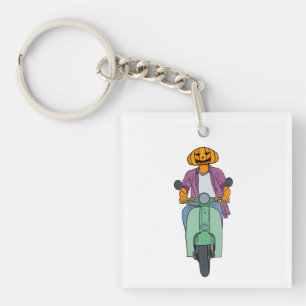Pompoenrijder op Mint-scooter Sleutelhanger