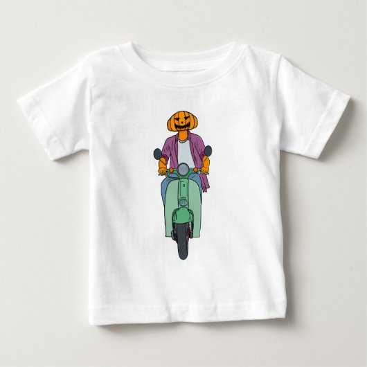 Pompoenrijder op mintgroene scooter (Voorkant)