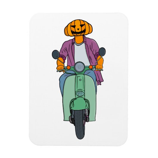 Pompoenrijder op mintgroene scooter magneet (Verticaal)
