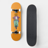 Pompoenrijder op mintgroene scooter persoonlijk skateboard (Voorkant)