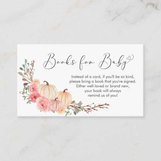Pompoenroze Baby showers boeken voor Baby Informatiekaartje (Voorkant)