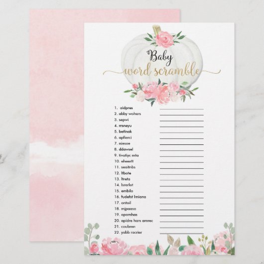 Pompoenroze groene Baby woordzwenkdouche (Voorkant / Achterkant)