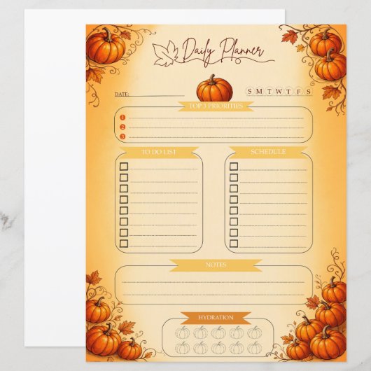 Pompoen's Dagelijkse Planner Pagina (Voorkant / Achterkant)