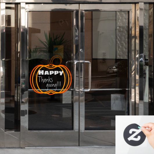  pompoenS Happy Thanksgiving!! Window Cling Raamsticker (Kantoordeur)