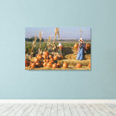 Pompoenscherm met hooibalen en spuitbussen canvas afdruk (Insitu (Houten vloer))