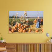 Pompoenscherm met hooibalen en spuitbussen canvas afdruk (Insitu (Woonkamer))