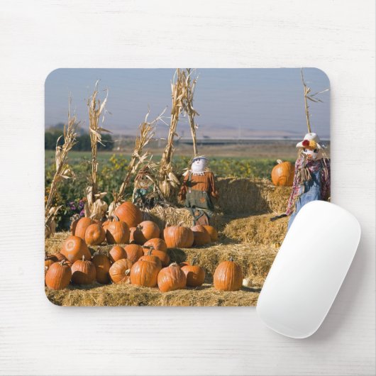 Pompoenscherm met hooibalen en spuitbussen muismat (Met muis)