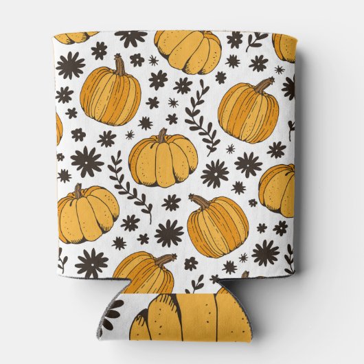 Pompoenschetsen: met de hand getekend naadloos pat blikjeskoeler (Achterkant)