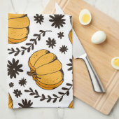 Pompoenschetsen: met de hand getekend naadloos pat theedoek (Quarter Fold)