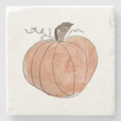 Pompoenschilderij Herfst Stenen Onderzetter (Voorkant)