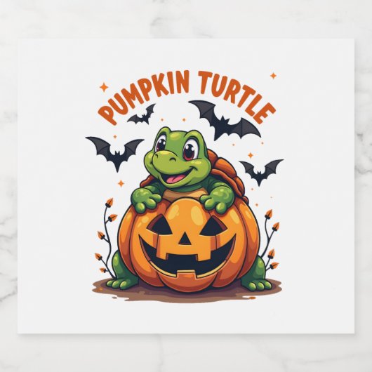 pompoenschildpad sparkling wijnetiket (Enkel label)