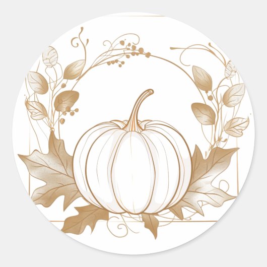 Pompoenseizoen: Herfst Ronde Sticker (Voorkant)