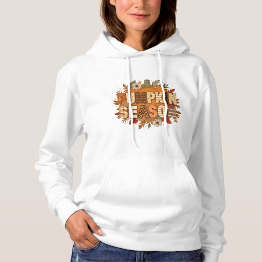 Pompoenseizoen – Herfstbloemen & Cozy hoodie (Voorkant)