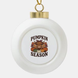 Pompoenseizoen Hoogland Koe Vintage Herfst Shirt_1 Keramische Bal Ornament