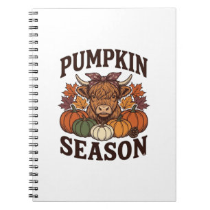 Pompoenseizoen Hoogland Koe Vintage Herfst Shirt_1 Notitieboek