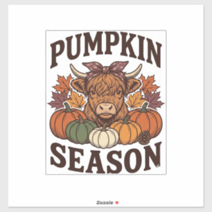 Pompoenseizoen Hoogland Koe Vintage Herfst Shirt_1 Sticker