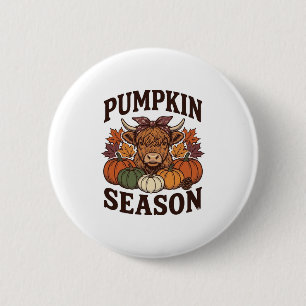 Pompoenseizoen Hoogland Koe Vintage Herfst T-shirt Ronde Button 5,7 Cm