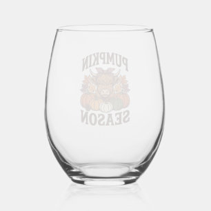 Pompoenseizoen Hoogland Koe Vintage Herfst T-shirt Wijnglas Zonder Voet