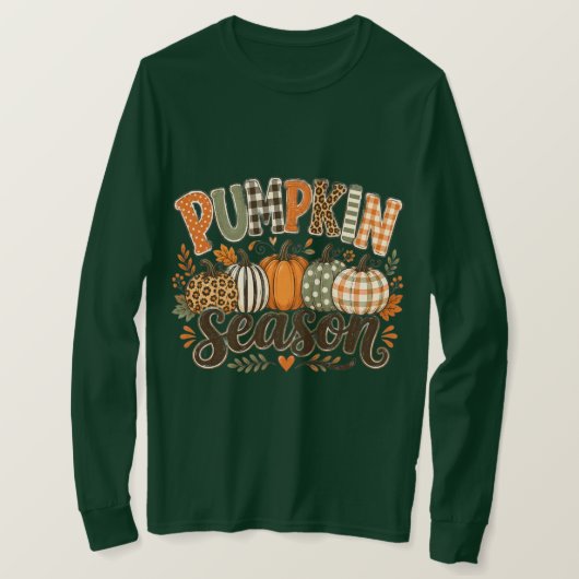 Pompoenseizoen Lange Mouwen T-shirt (Design voorkant)