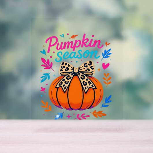 Pompoenseizoen Leopard Bow Design - Schattigee Her Acryl Bord (Neutraal)