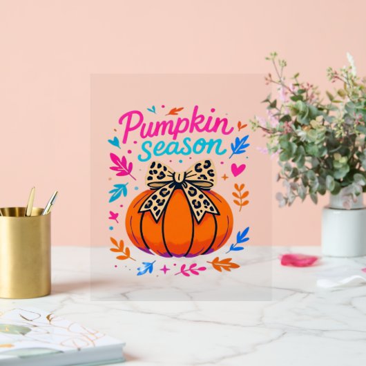 Pompoenseizoen Leopard Bow Design - Schattigee Her Acryl Bord (Huwelijk)