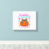 Pompoenseizoen Leopard Bow Design - Schattigee Her Canvas Afdruk (Insitu (Houten vloer))