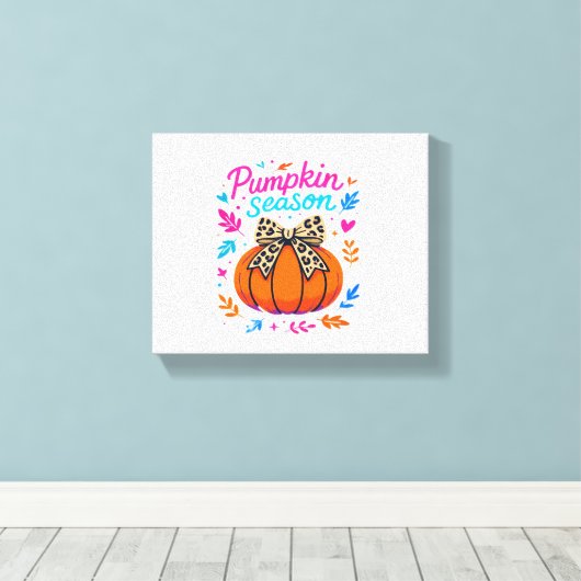 Pompoenseizoen Leopard Bow Design - Schattigee Her Canvas Afdruk (Insitu (Houten vloer))