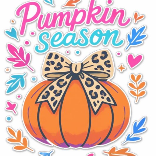 Pompoenseizoen Leopard Bow Design - Schattigee Her Sticker (Voorkant)