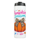 Pompoenseizoen Leopard Bow Design - Schattigee Her Thermosbeker (Voorkant)