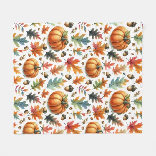 Pompoenseizoen met knusse herfstbladeren fleece deken (Voorkant (Horizontaal))