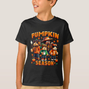 Pompoenseizoen Pixel-gaming Herfstgamer Herfststem T-shirt