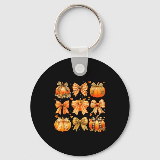 Pompoenseizoen Thanksgiving Coquette Boog Herfst F Sleutelhanger (Voorkant)