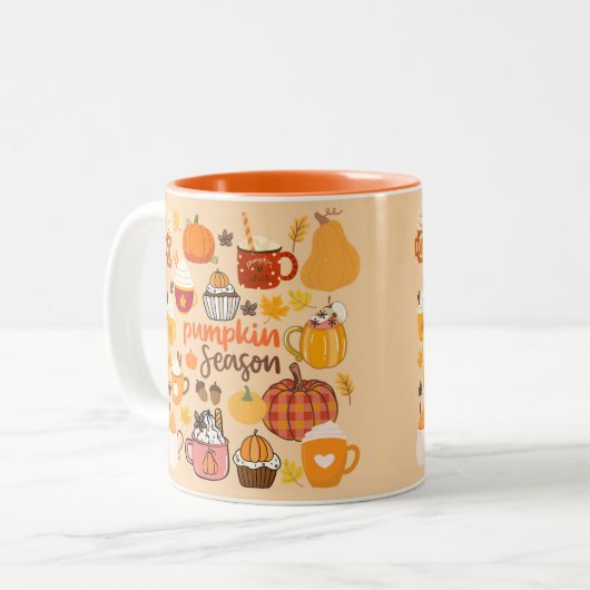 pompoenseizoen tweekleurige koffiemok (Voorkant links)