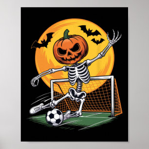 Pompoenskelet Doelman Voetbal Halloween Griezelig Poster