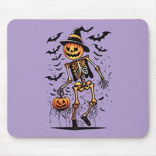 Pompoenskelet Halloween Kunst Muismat (Voorkant)