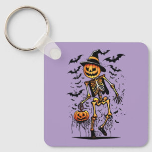 Pompoenskelet Halloween Kunst Sleutelhanger
