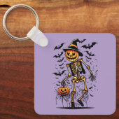 Pompoenskelet Halloween Kunst Sleutelhanger (Voorkant)