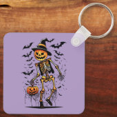 Pompoenskelet Halloween Kunst Sleutelhanger (Achterkant)