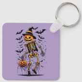 Pompoenskelet Halloween Kunst Sleutelhanger (Achterkant)